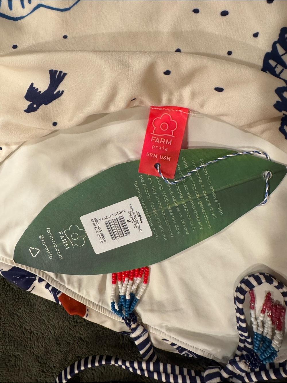 FARM Rio Graphic Rio One-Piece Swimsuit M - Picture 8 of 10